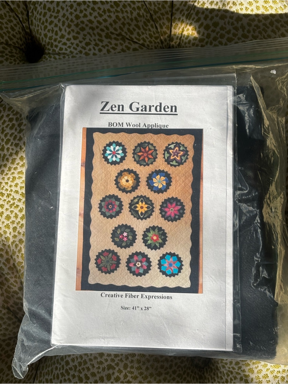 Creative Fiber Expressions Zen Garden BOM Wool Applique Quilt Kit COMPLETE